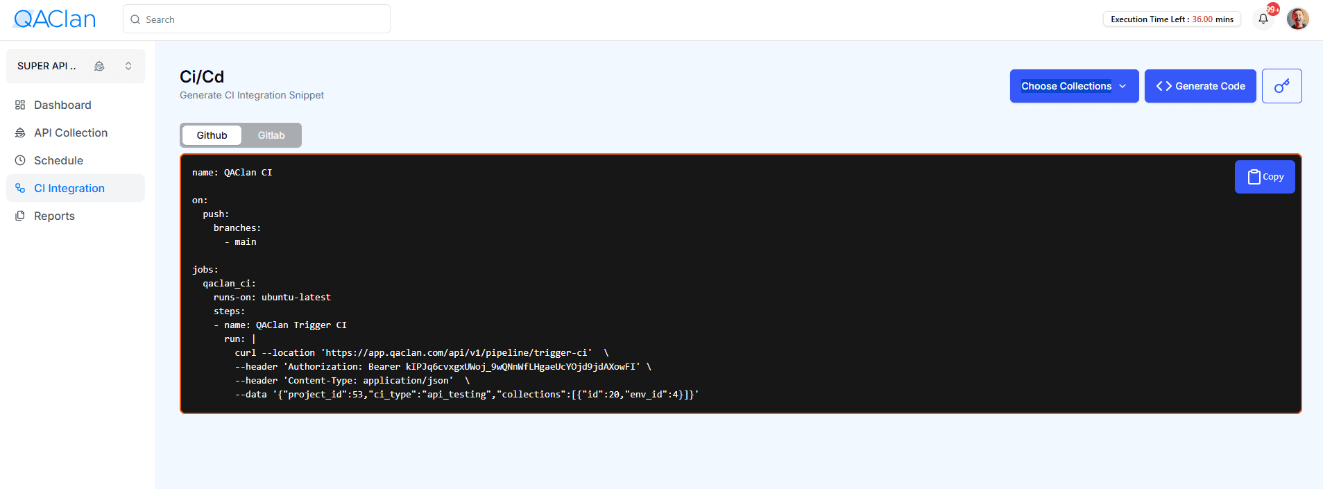 Schedule API CI/CD Integration