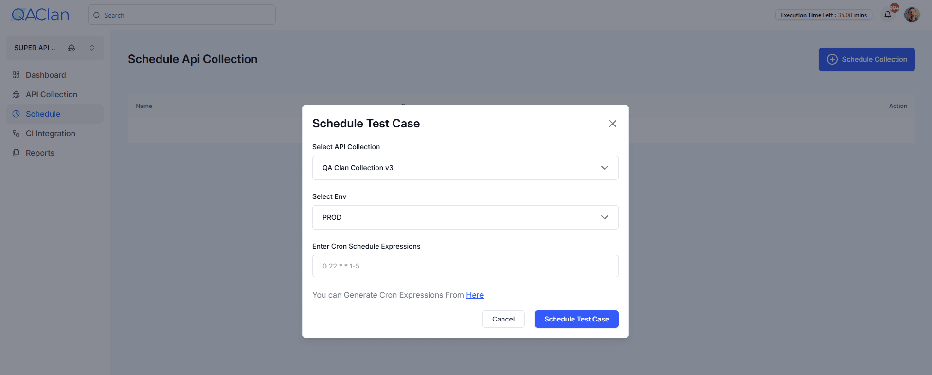 Schedule API Collection