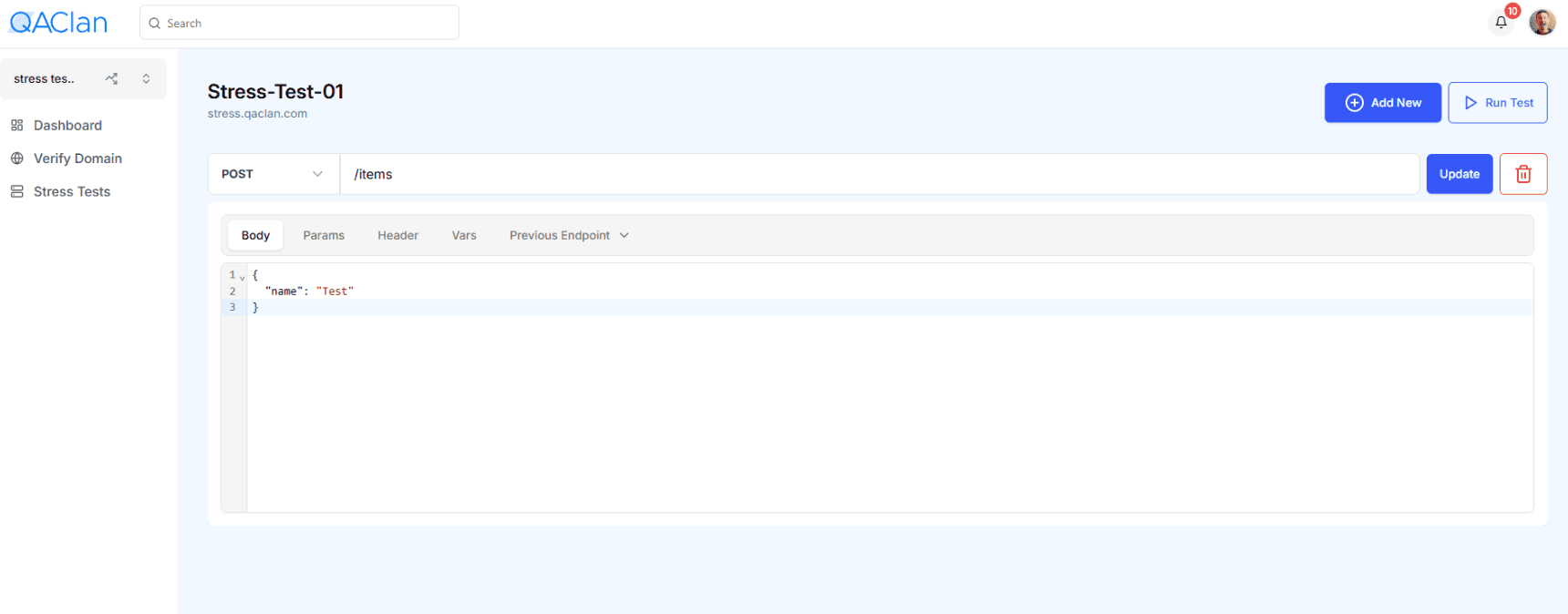 Configure Stress Endpoint