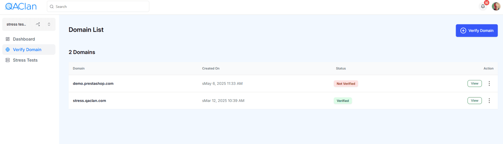 Verify Domain List